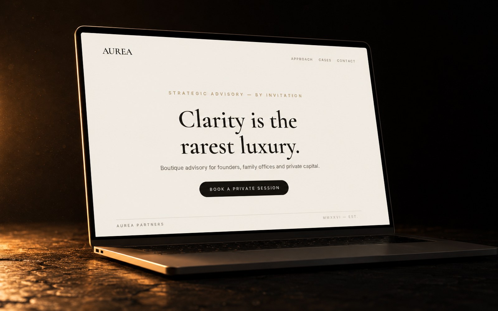 AUREA Partners — landing page studio concept