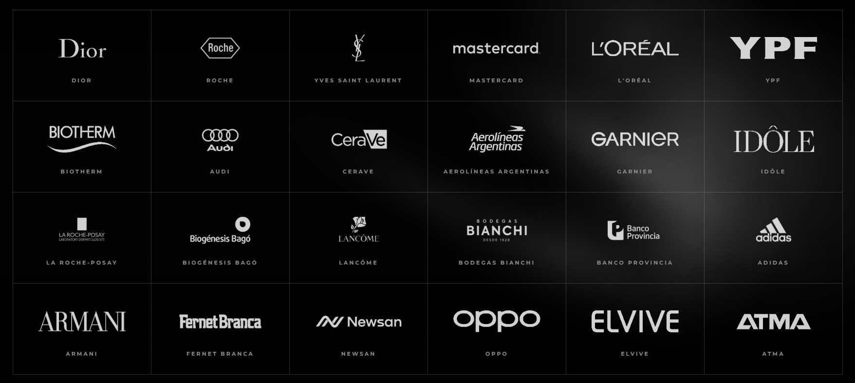 Brand Experience — clientes premium (Dior, Mastercard, L'Oréal, YPF)
